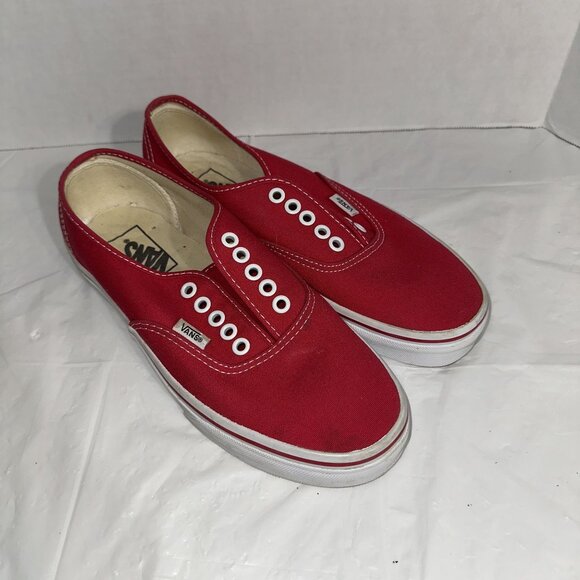 Vans Red Canvas Slip-On Shoes Mens Size 7 No Laces TB4R - Picture 2 of 7